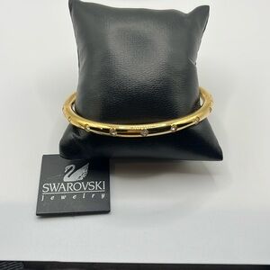 SWAROVSKI Gold Plate Crystal Studded Bangle Bracelet